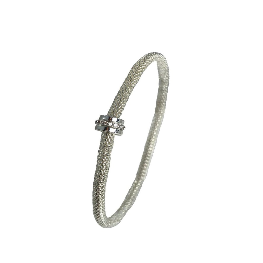 Mesh Chain Stretch Silver w/Clear Crystals - Picture 2 of 4